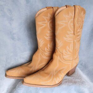 Guess by Marciano  Punk Western Tan Leather Boots Womens sz 6.5